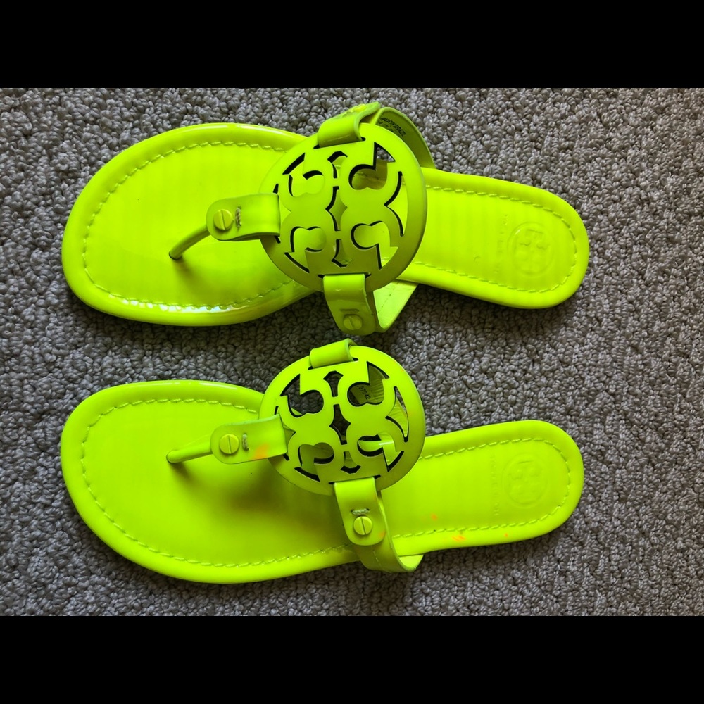 Rare! Tory Burch Miller Sandals- never worn size 6 Fluo Yellow!